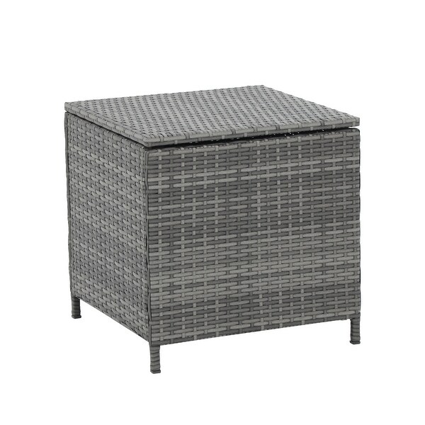 Outdoor Wicker Side Table with Storage