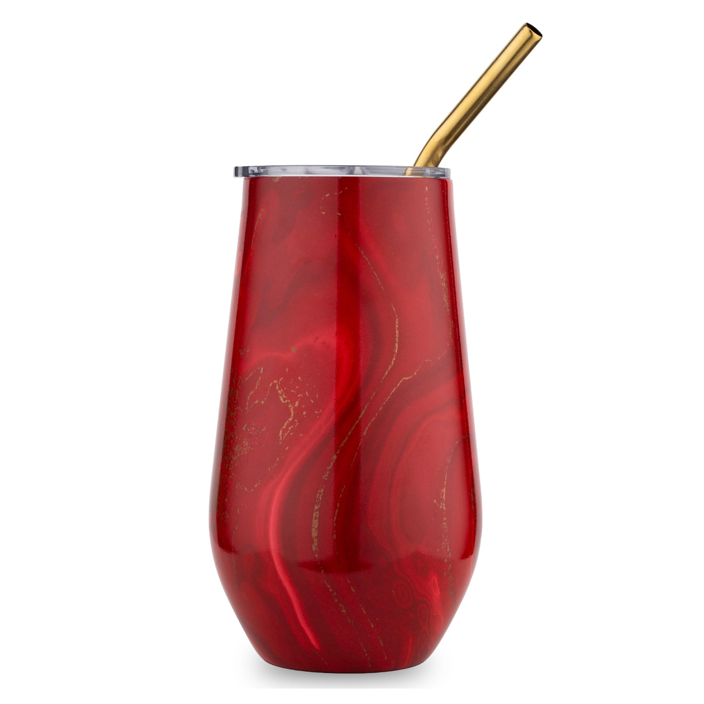 16 Oz Red Geo Wine Tumblers, Set Of 2