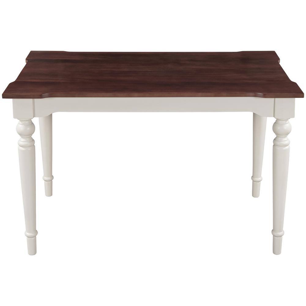 Polibi 47.2 in. L Rectangular Cherry Wood Top with White Frame etro Classical Dining Table RS-RCWTWF