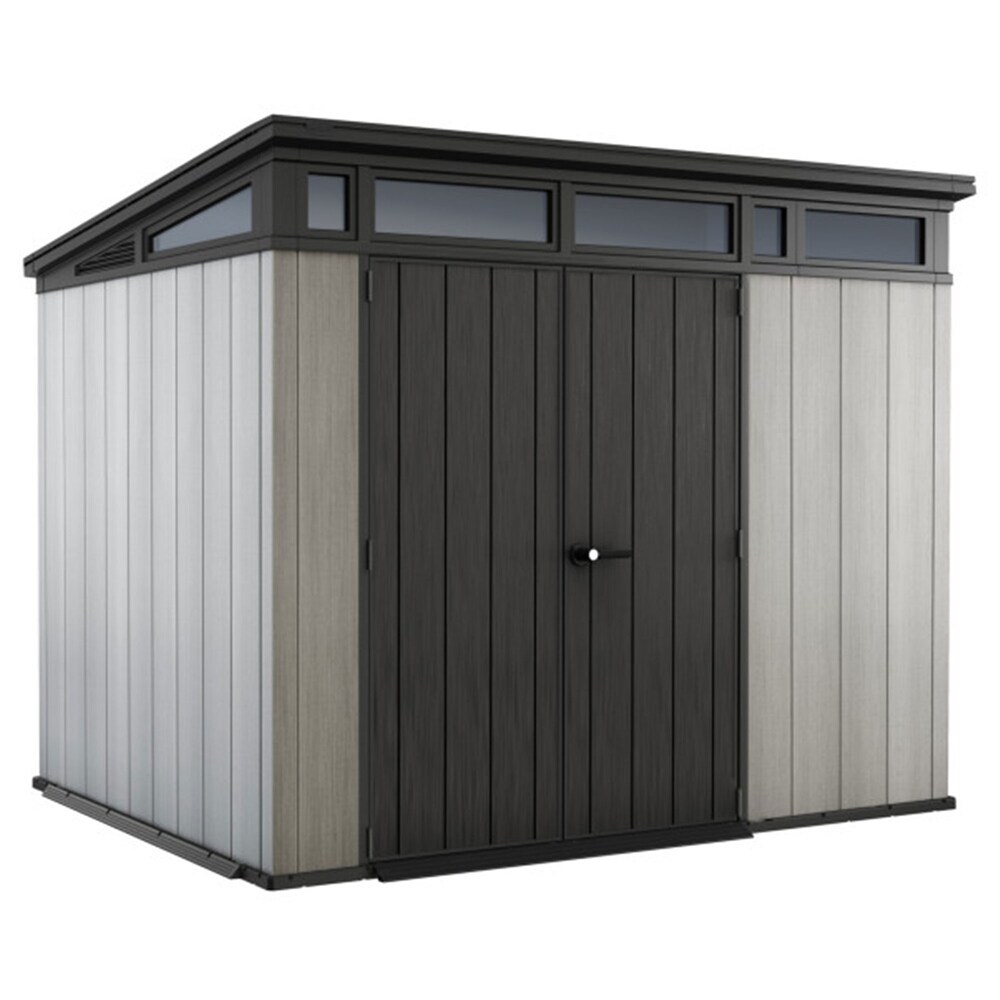 Keter Artisan 9x7 Foot Large Outdoor Shed with Floor with Modern Design  Grey   374