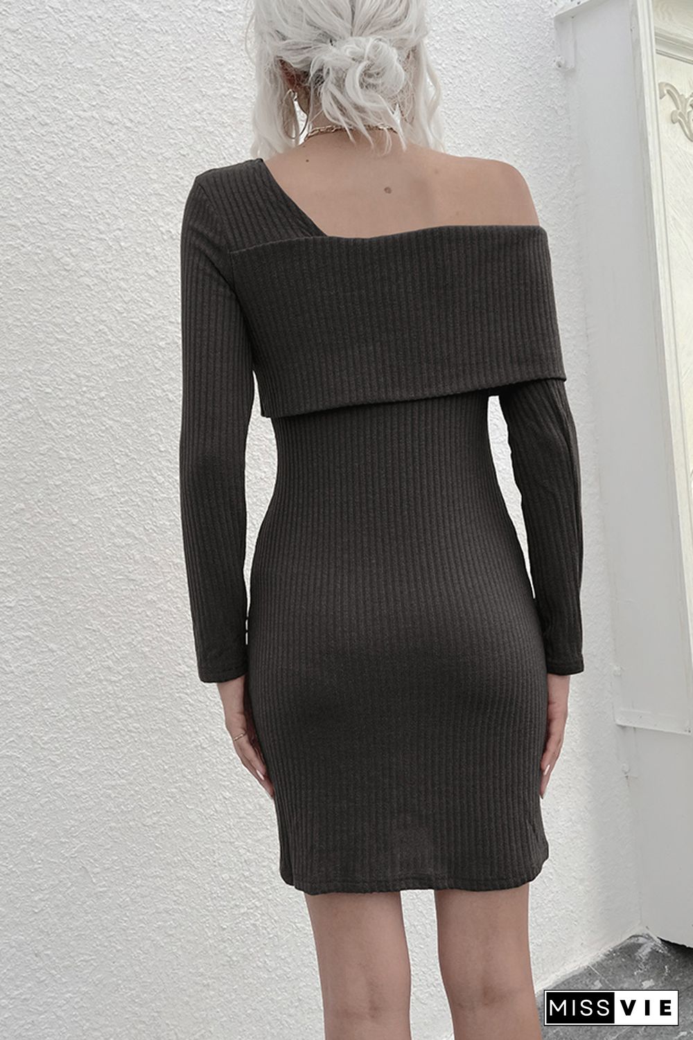 One shoulder Knit Bodycon Sweater Dress Wholesale