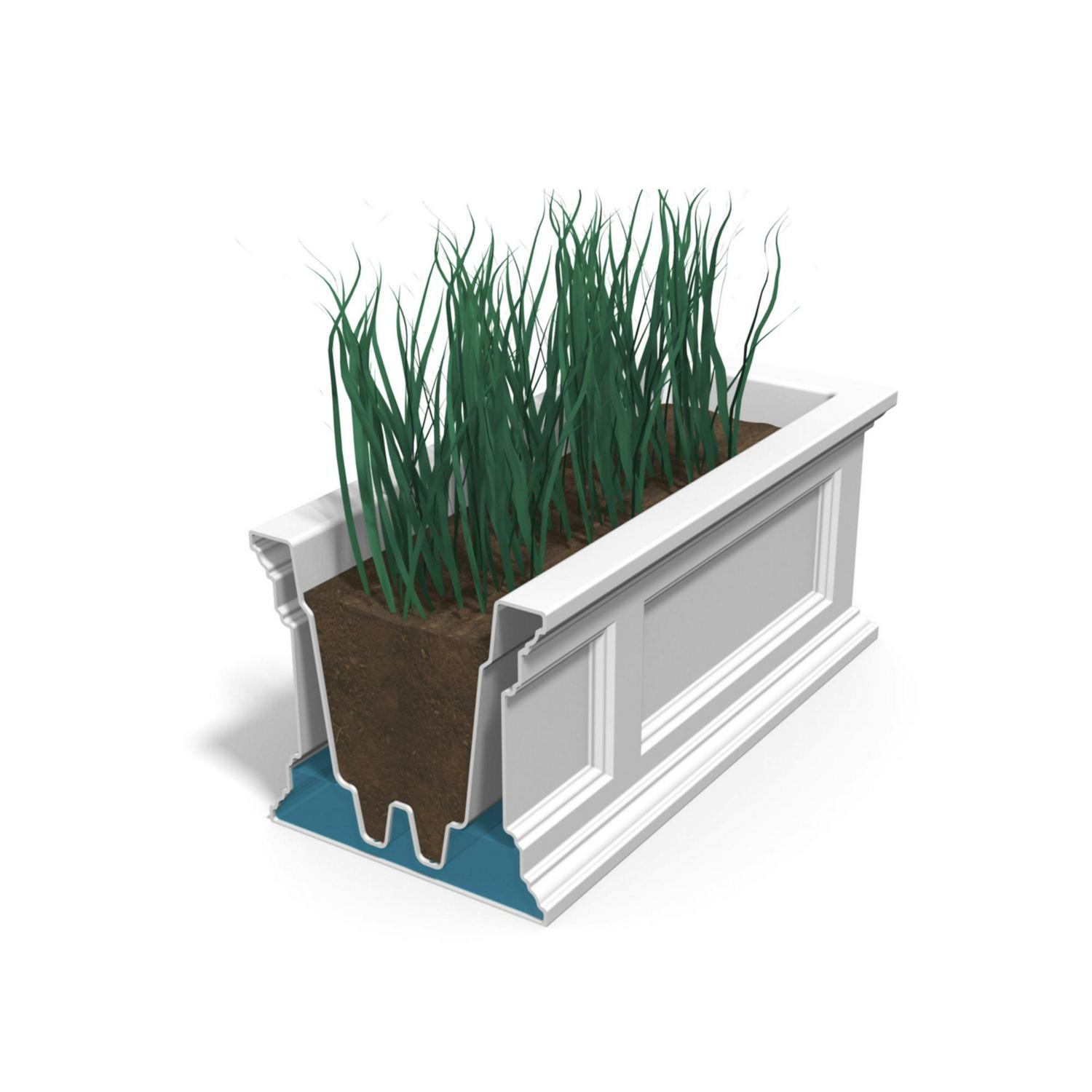 Mayne Fairfield 48 x 11 x 11 Rectangle White Polyethylene Window Box with UV Protection