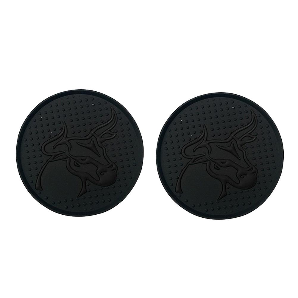 2 Pieces Car Coasters Creative Bull Head Coaster High Temperature Resistant And Non-slip For Car Truck Rv Suv Grey