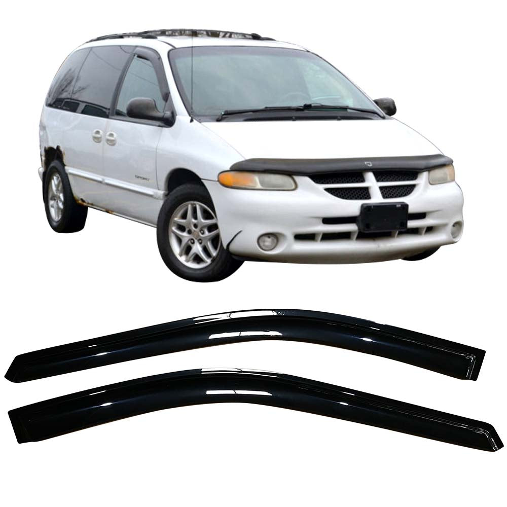 Ikon Motorsports Compatible with 96-07 Chrysler Town and Country Caravan Acrylic Window Visors Vent Deflector Rain Guard 2Pc Set Outside Mount 1996 1997 1998 1999 2000 2001 2002 2003 2004 2005 2006 2007