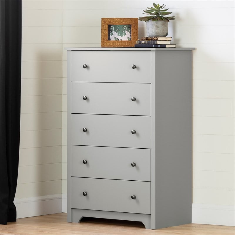 4 Pcs Set of 6 Drawer Dresser & 6 Drawer Double Dresser & 2 Nightstands in Gray