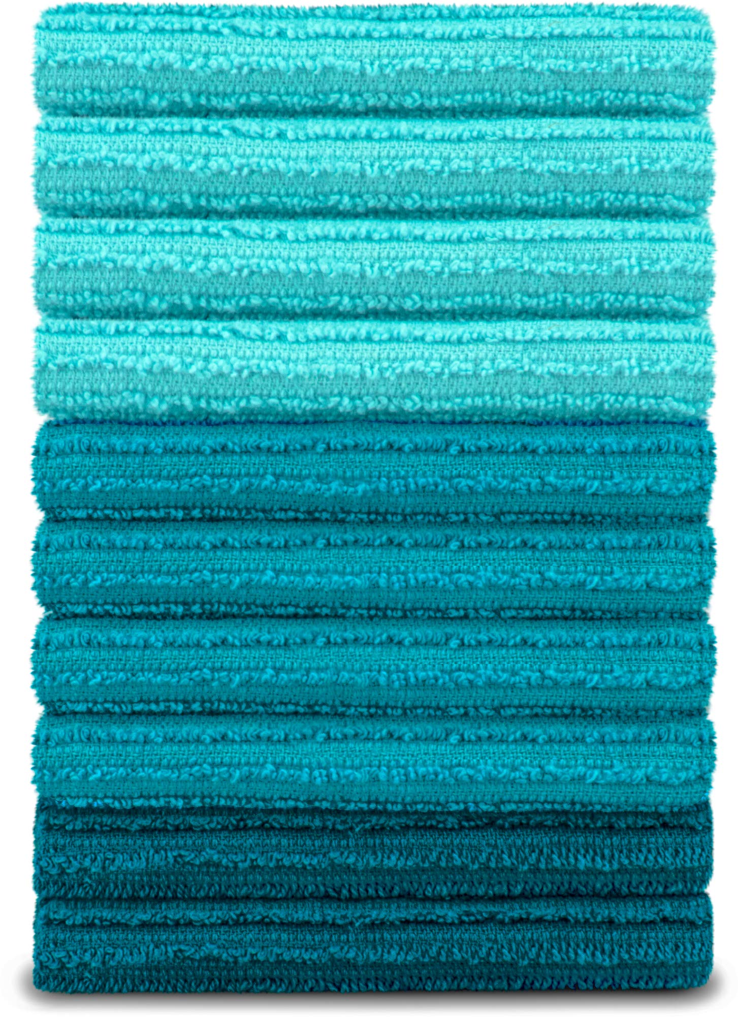 DecorRack 10 Pack 100% Cotton Bar Mops， 16 x 19 inch Kitchen Towels， Turquoise