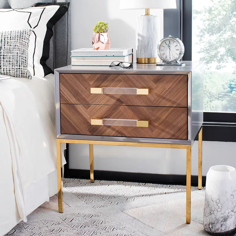 Safavieh Sanford Walnut 2-Drawer Side Table