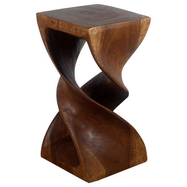 Haussmann? Wood Double Twist Stool Table 12 in SQ x 23 in H Walnut Oil - 12 x 12 x 23