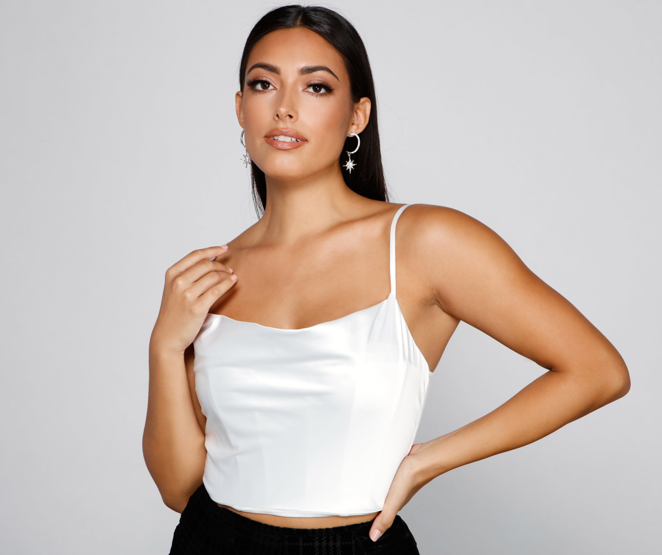 Love Note Satin Cowl Crop Top