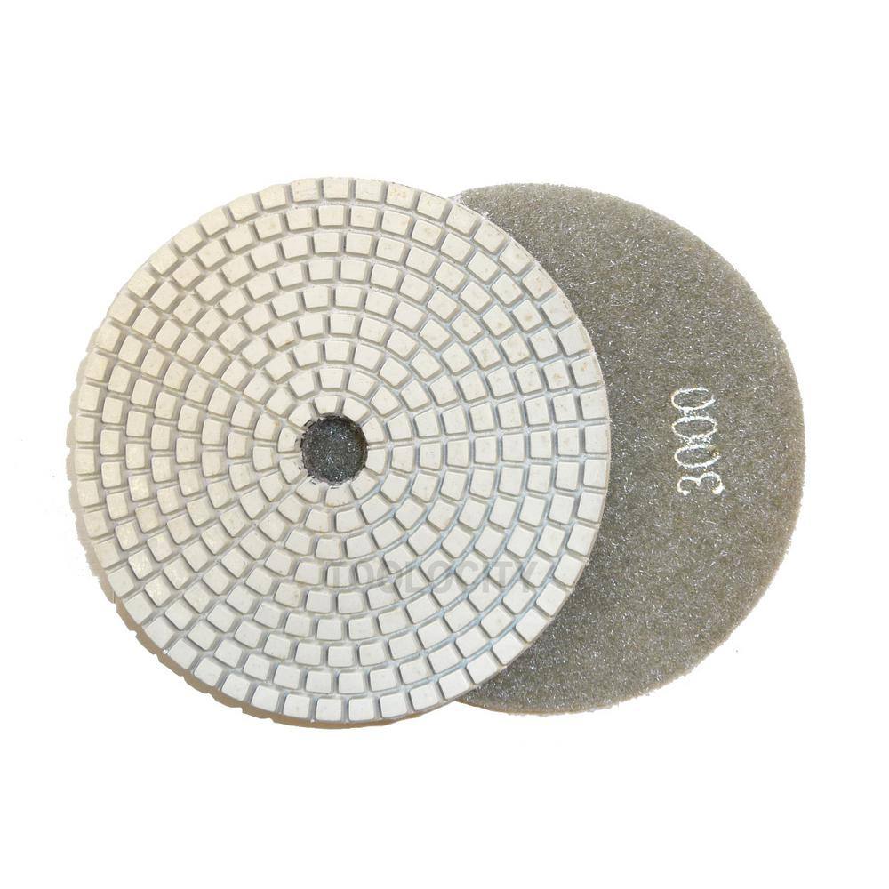 Toolocity 4 in. JHX DryWet Diamond Polishing Pads for ConcreteGranite (Set of 7) with 4 in. Back Holder JHXR0102SET-BK4