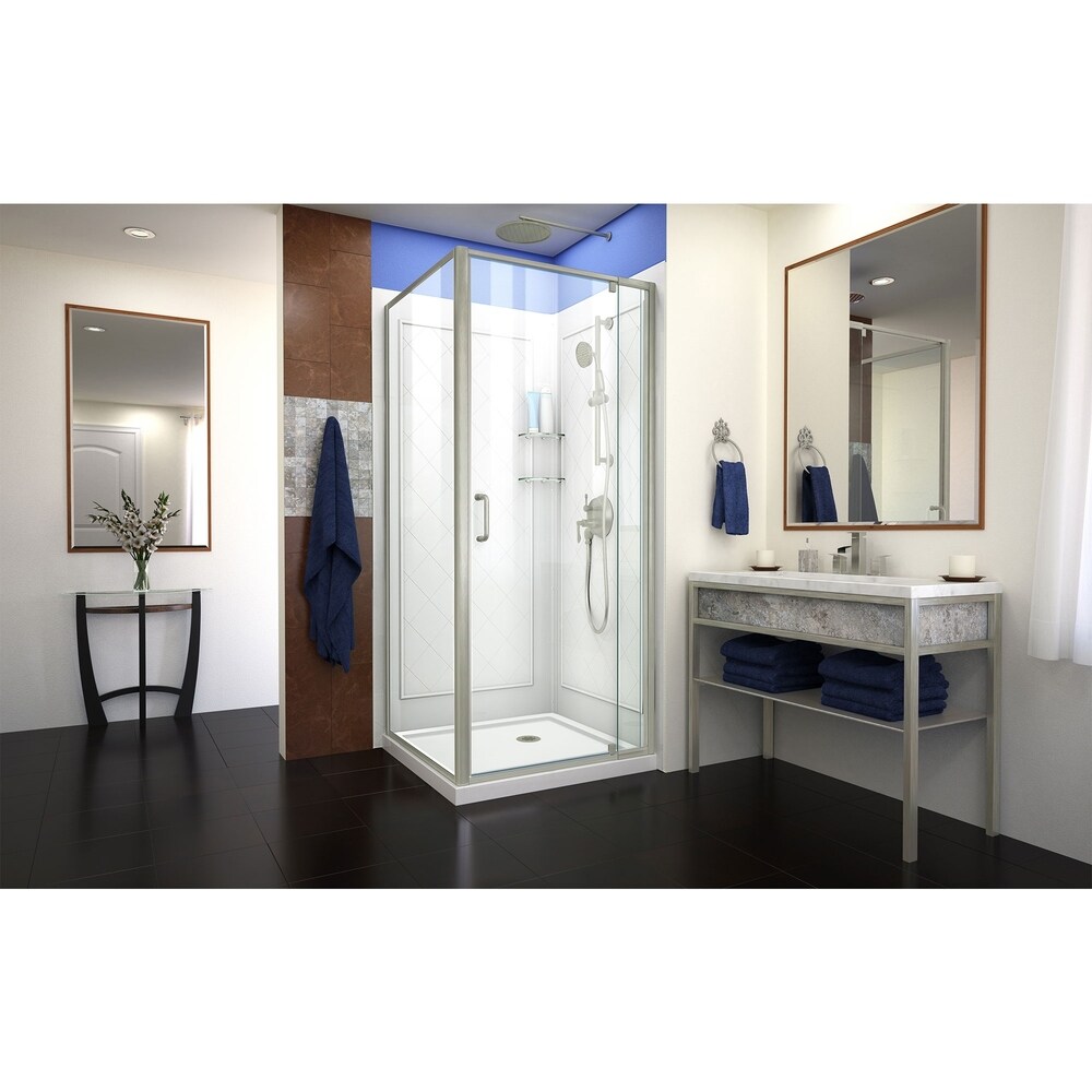 DreamLine Flex 36 in. D x 36 in. W x 76 3/4 in. H Pivot Shower Enclosure  Shower Base and Backwall Kit   36\