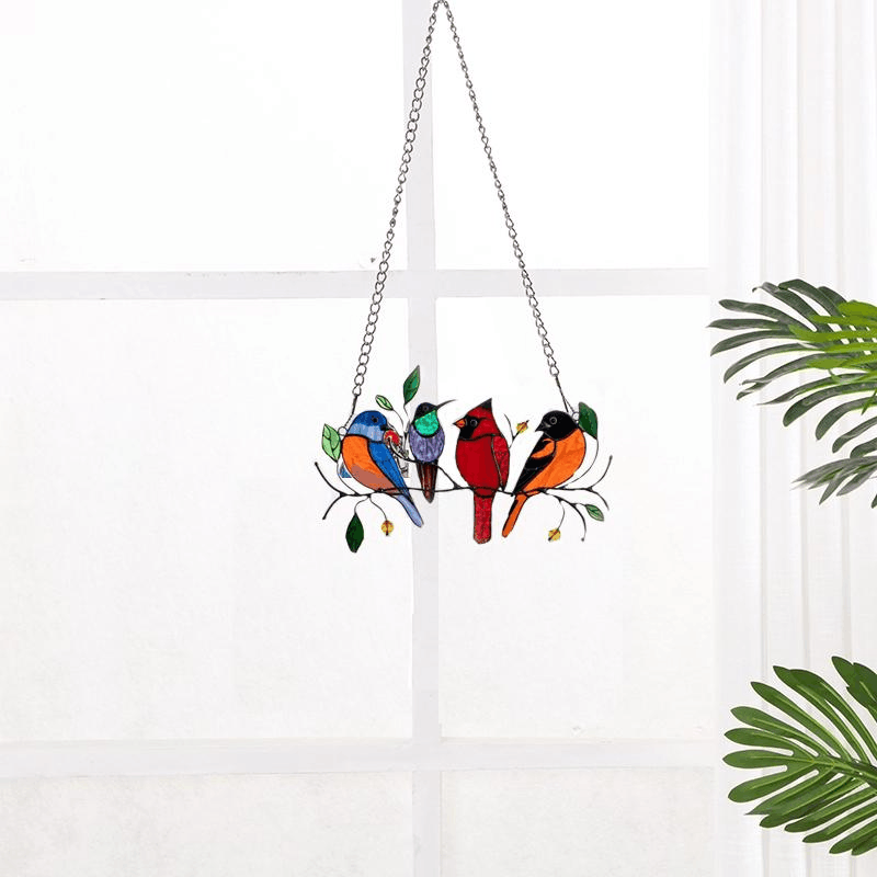 🔥Hot Sale🐦The best Christmas Gift-Birds Stained  Window  Panel Hangings🎁