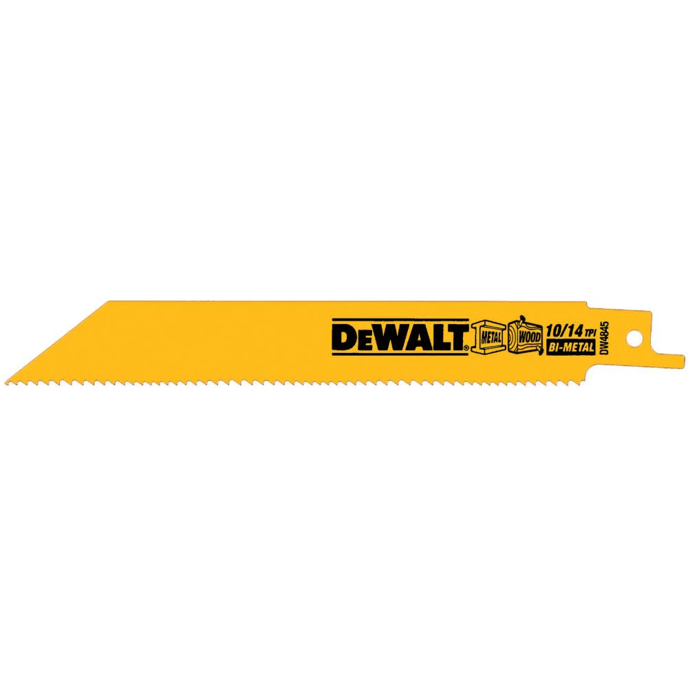 DEWALT 6-in 10/14 TPI Straight Back Bi-Metal Reciprocating Blade (5 pack) DW4845 from DEWALT