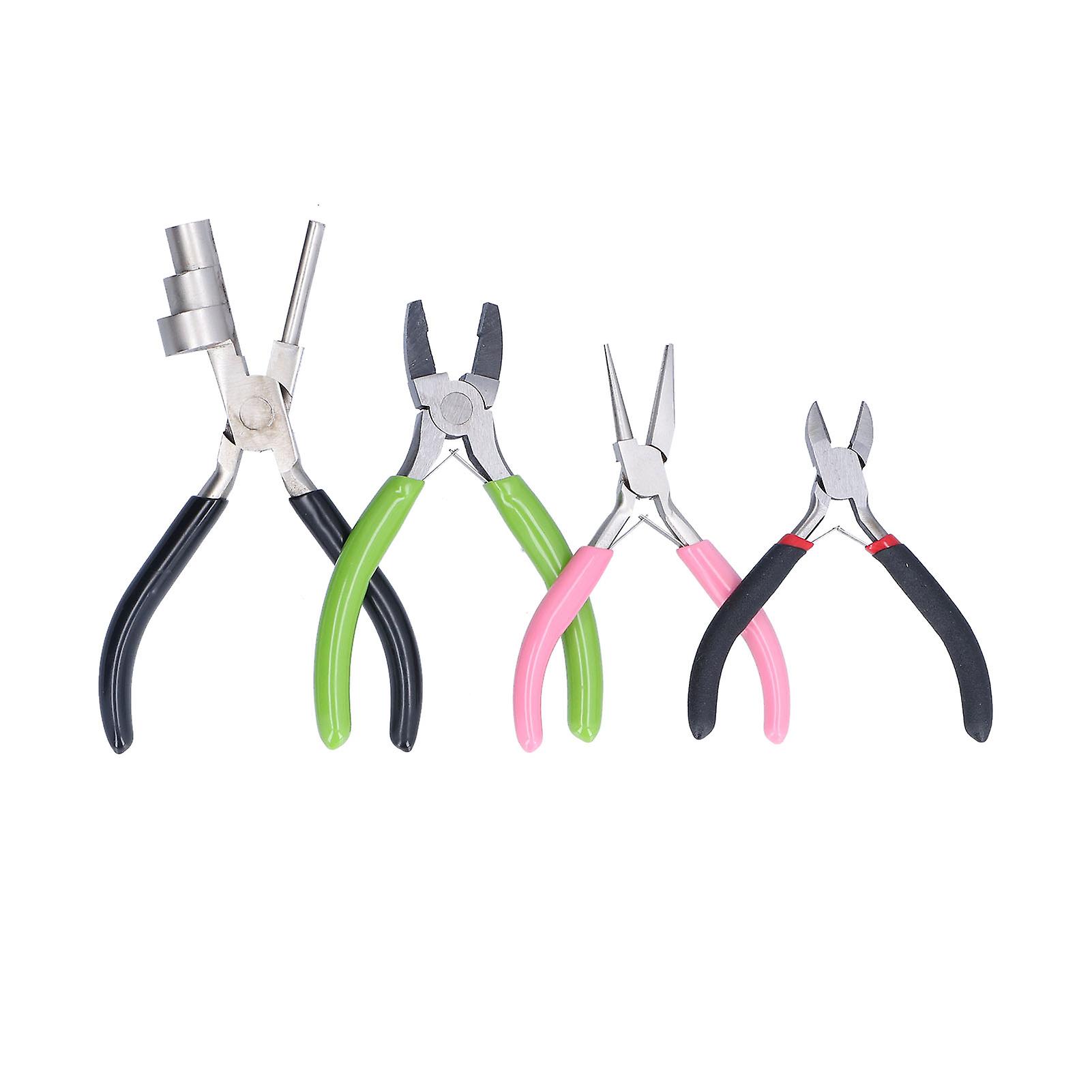 4pcs Jewelry Pliers High Carbon Steel Diagonal Bail Making Pliers Hand Crimping Winding Tools