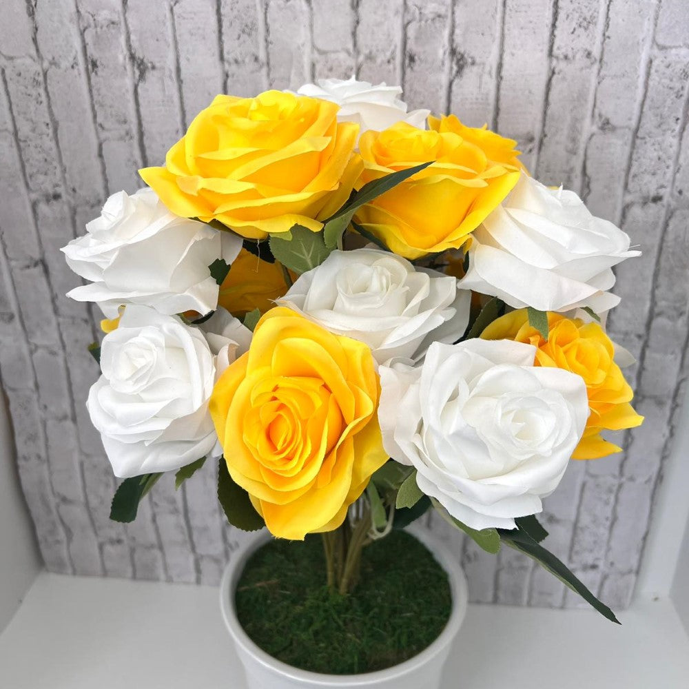 Beautiful Multicolored Roses in Ceramic Pot -Artificial