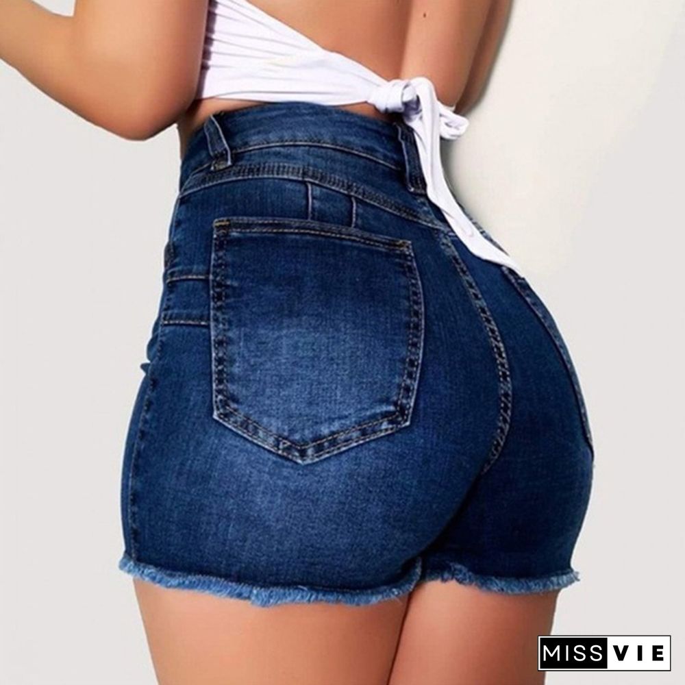 High Quality Women Short Jeans High Waist Denim Shorts Female Hot Shorts Summer High Elasticity Short Pants