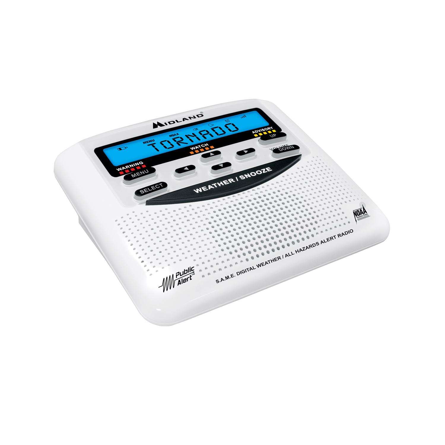 Midland White NOAA Weather Alert Radios Digital Battery Operated