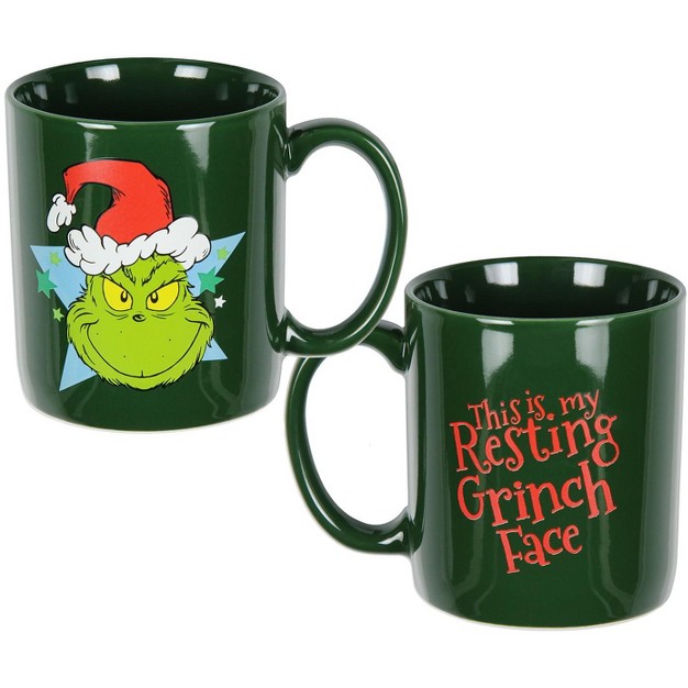 Dr Seuss The Grinch Face Holiday Coffee Mug Cup 16 Oz Green