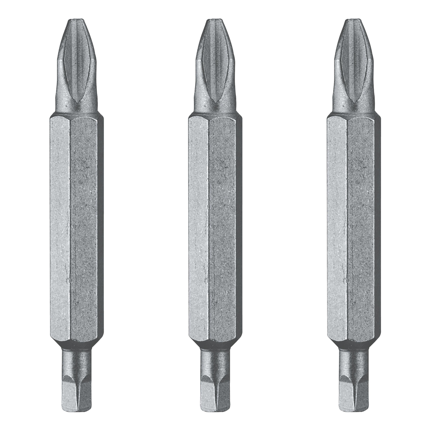 DW Phillips/Square #2 Screwdriver Bit Heat-Treated Steel 3 pc