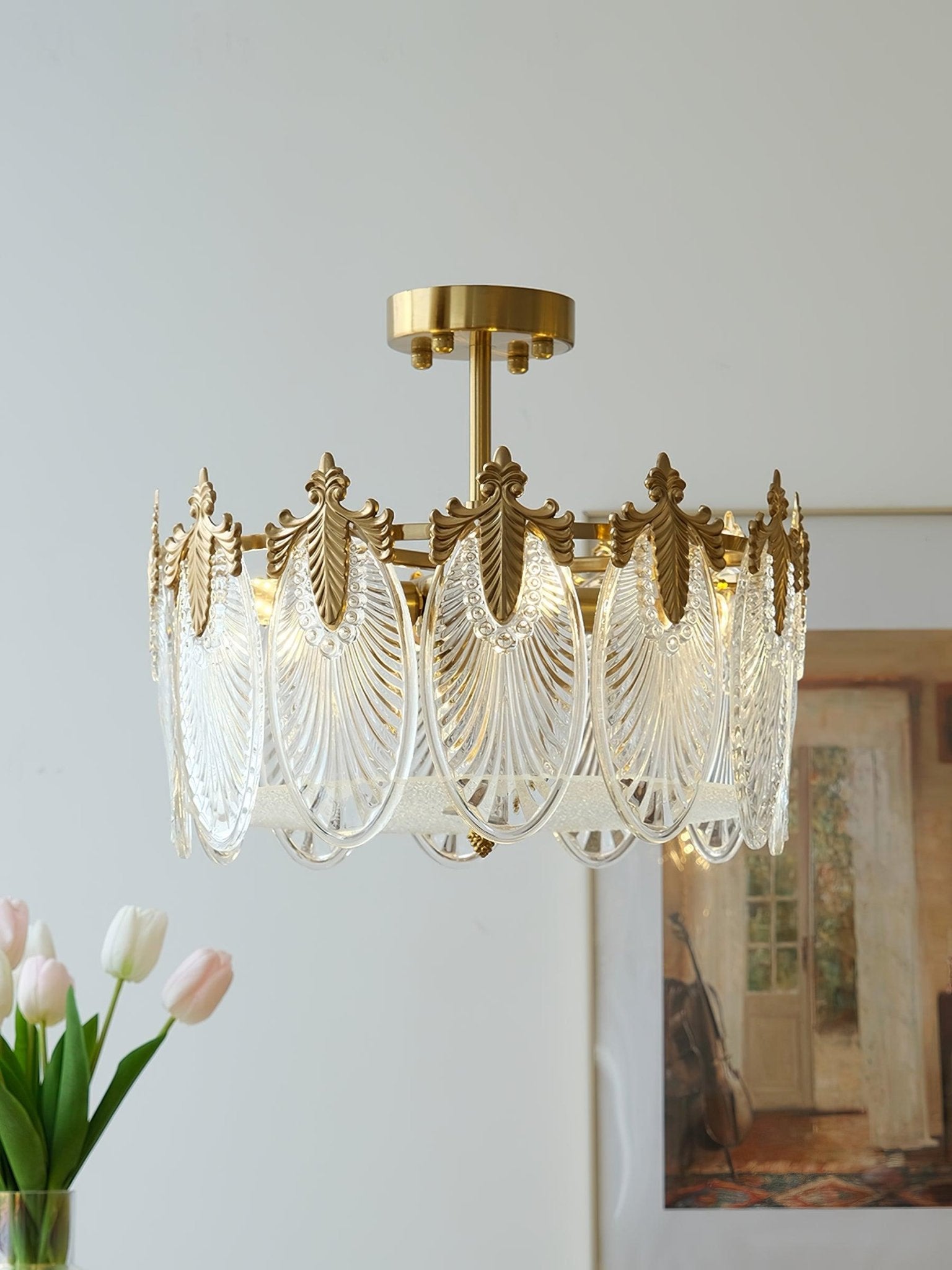 Decorative Pattern Glass Round Chandelier