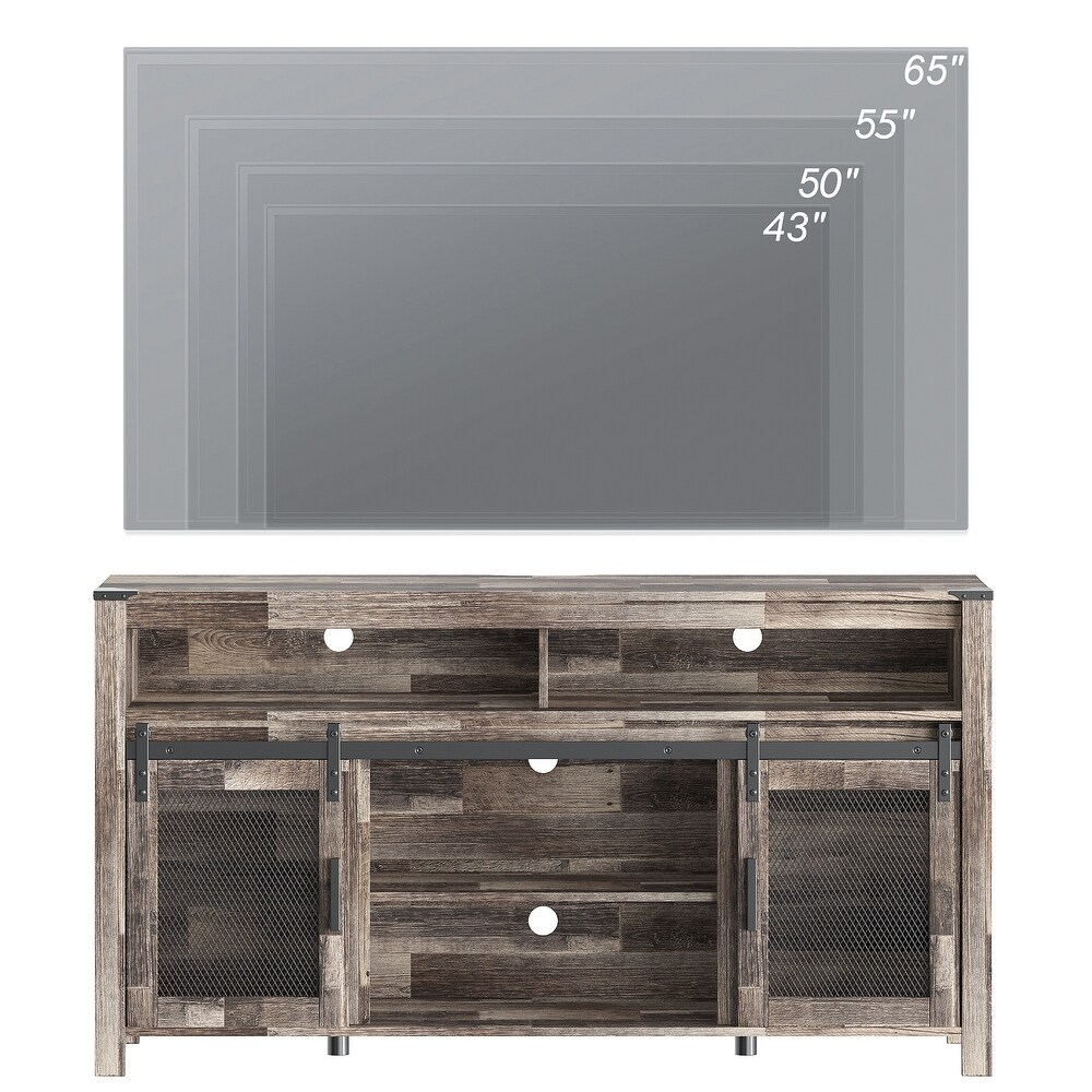 Farmhouse Barn Door TV Console with Adjustable Shelf for Living Room   59\