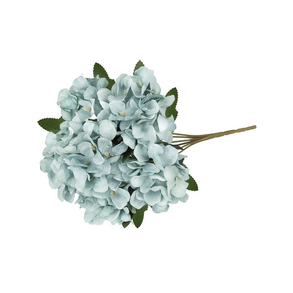 Set of 6 Blue Teal Artificial Delicate Hydrangea Flower Stem Bush Bouquet 13in