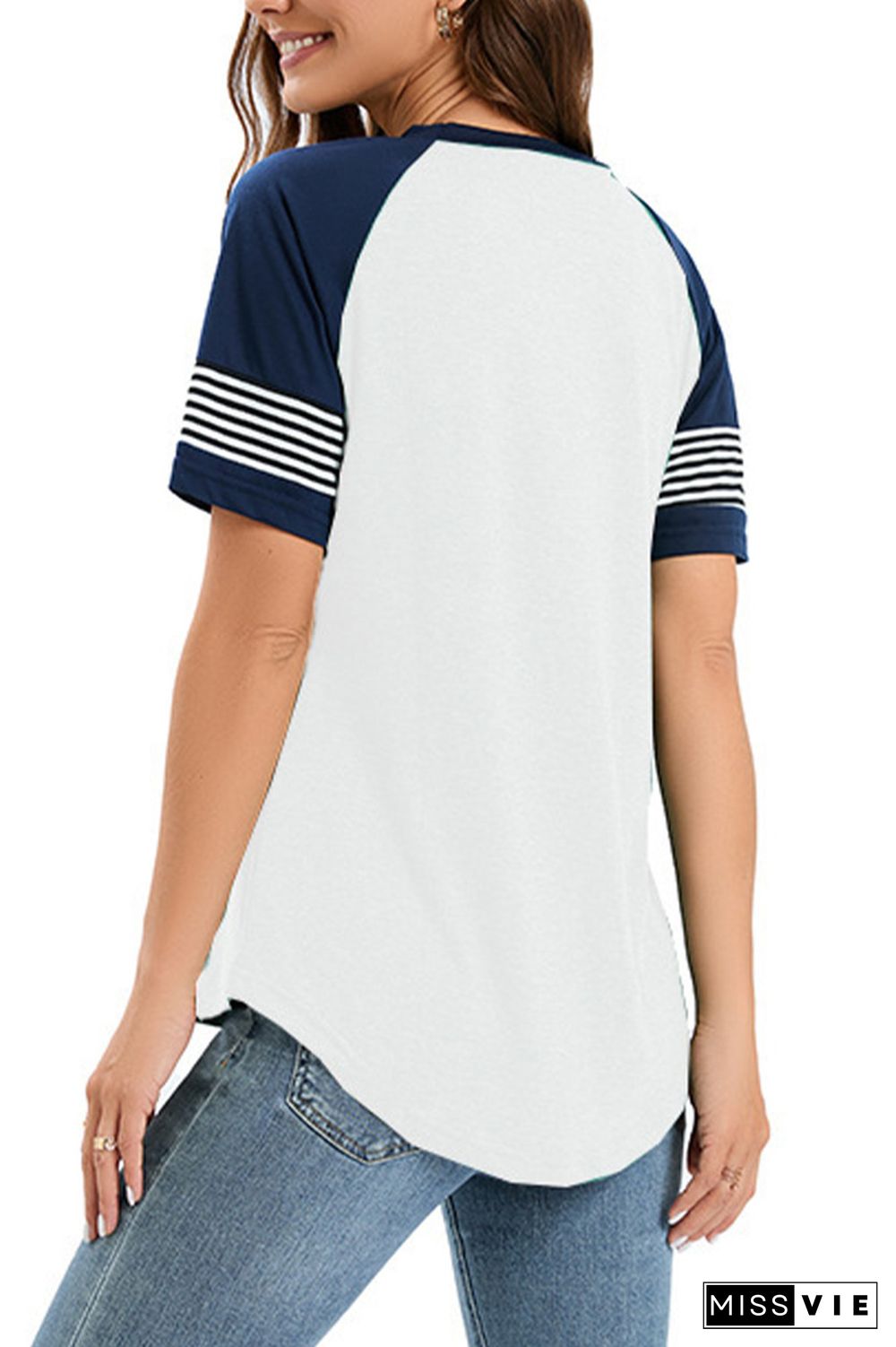 Colorblock Splicing Stripe Tee