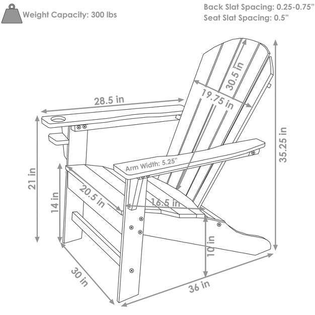 Sunnydaze All weather Hdpe Outdoor Patio Adirondack Chair With Drink Holder