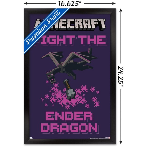 Trends International Minecraft Fight The Ender Dragon Framed Wall Poster Prints