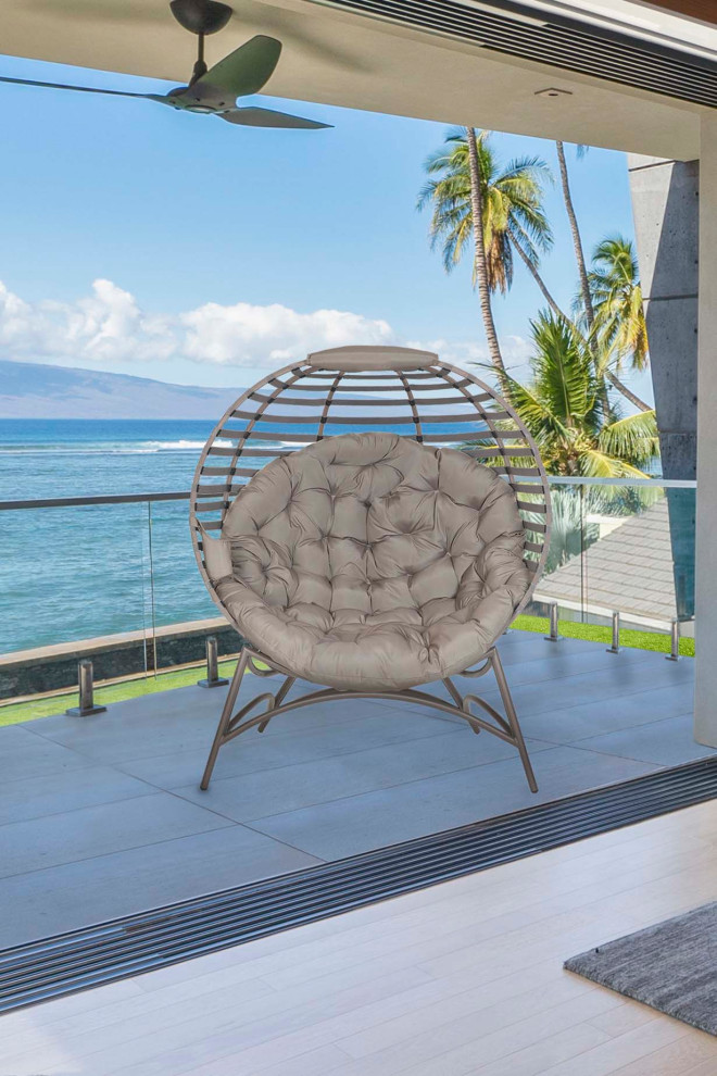 56H x 45W x 26D Beige Modern Cozy Ball Chair   Transitional   Outdoor Lounge Chairs   by IDEAZ International  LLC  Houzz