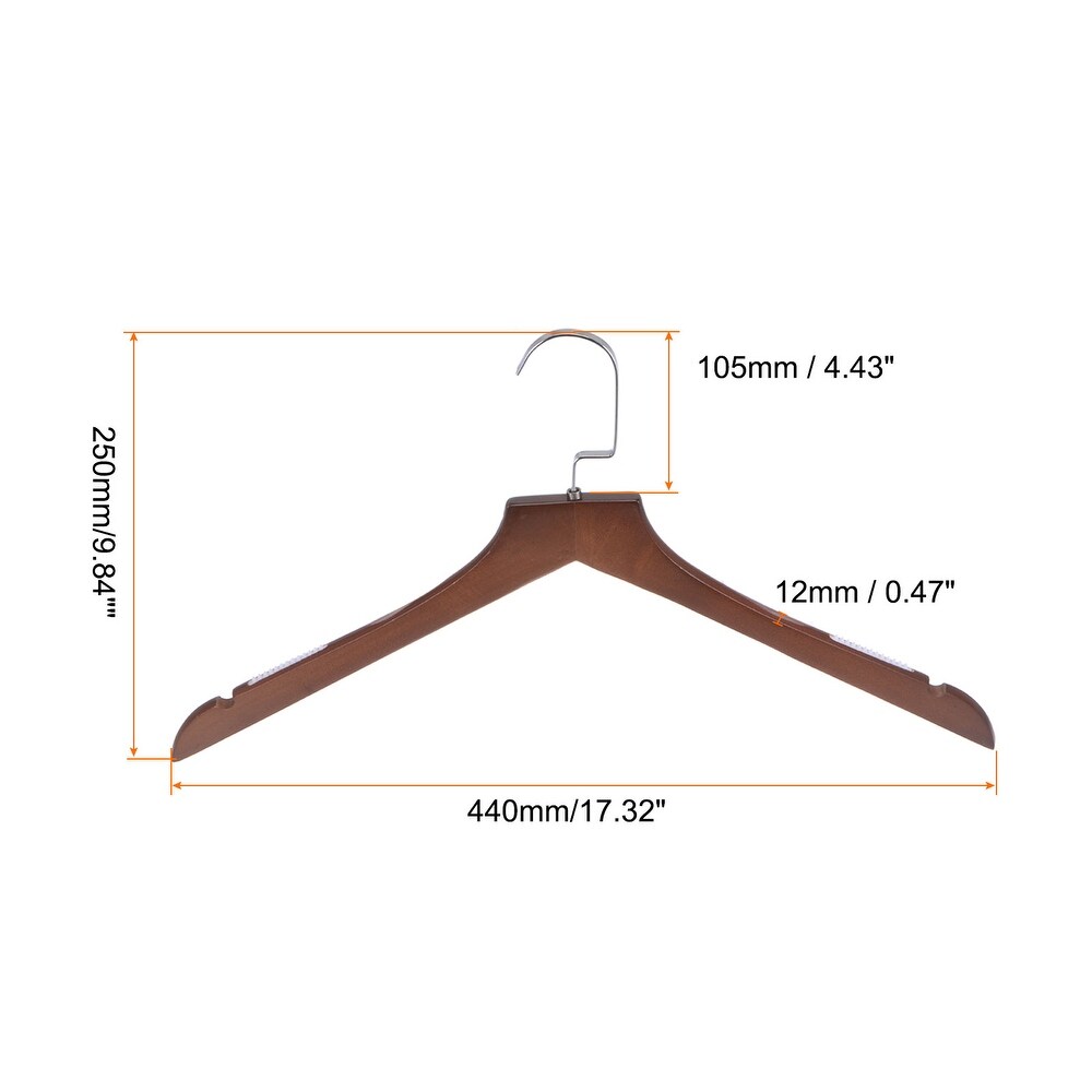 5pcs Non Slip Retro Wooden Clothes Coat Hangers with Soft Stripes