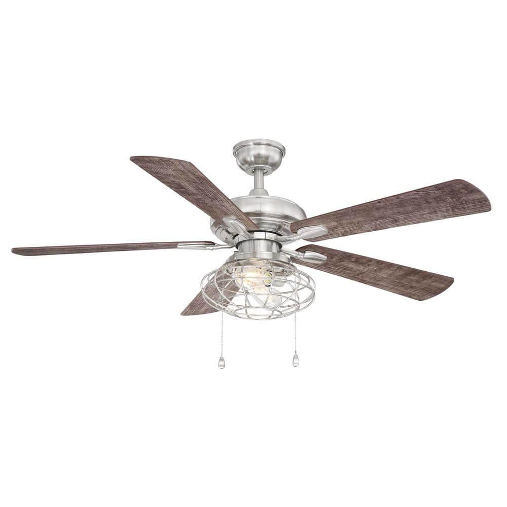 Home Decorators Collection Ellard 52 in LED Brushed Nickel Ceiling Fan with Light Kit