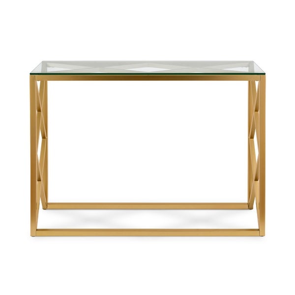 Silver Orchid Stifter Geometric X-base Metal/Glass Console Table