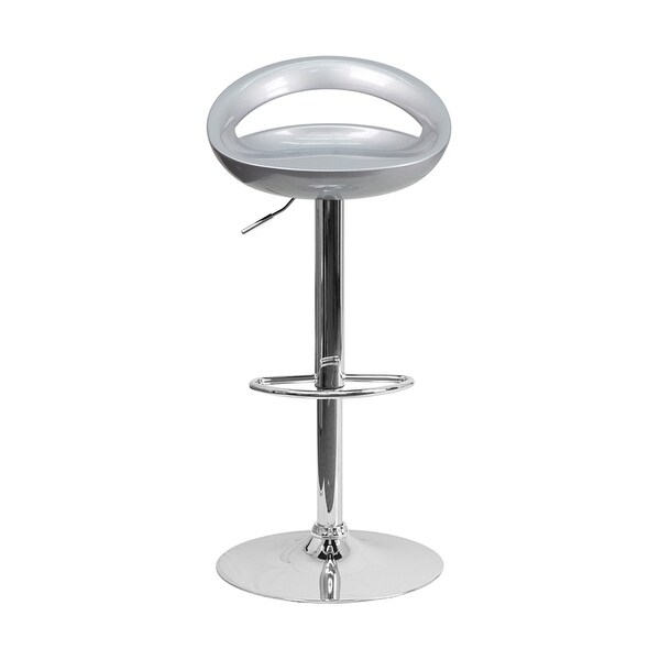 Contemporary Plastic Adjustable Height Bar Stool With Chrome Base