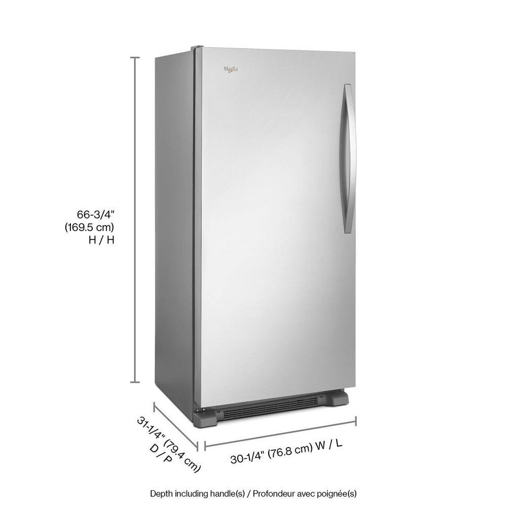 Whirlpool 17.7 cu. ft. SideKicks Frost Free Upright Freezer in Monochromatic Stainless Steel WSZ57L18DM