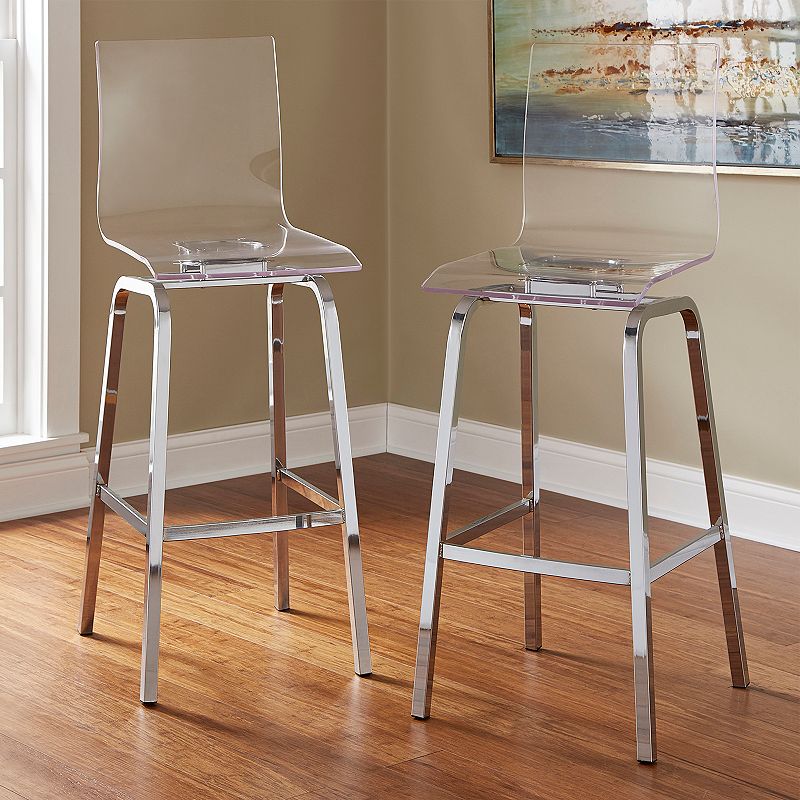 HomeVance Aralia Glam Chrome Bar Stool 2-piece Set