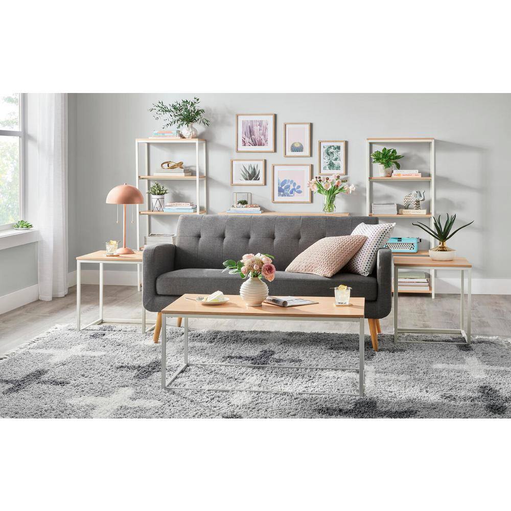 StyleWell Donnelly WhiteNatural 5-shelf Accent Bookcase with Open Back (58 in. H) SR9002WH