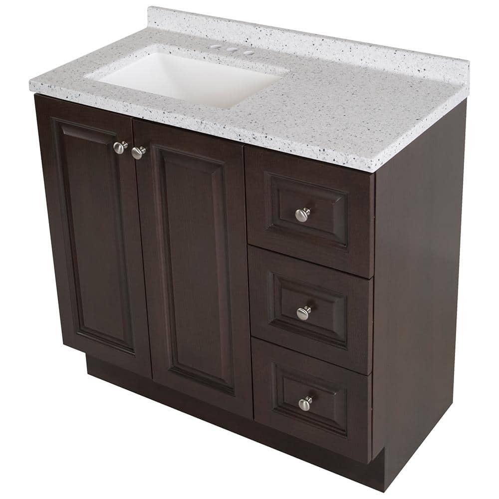 Glacier Bay Northwood 37 in W x 19 in D Bathroom Vanity in Dusk with Solid Surface Vanity Top in Silver Ash with White Sink