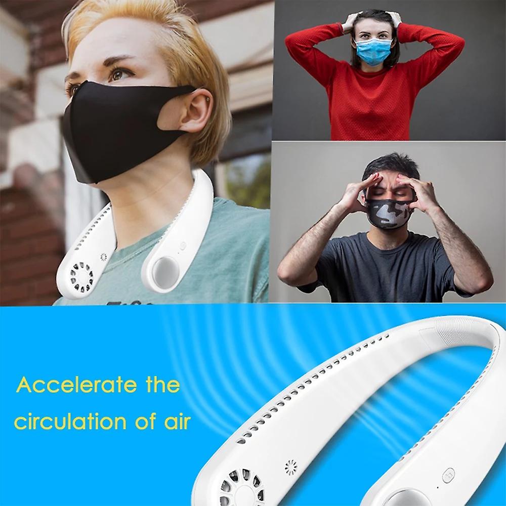 Portable 2-in-1 Neck Fan And Bt Headphone U-shaped Hand-free Air Cooler 3600mah Hanging Fan Neck Speaker Music Player Cordless For Home Outdoor