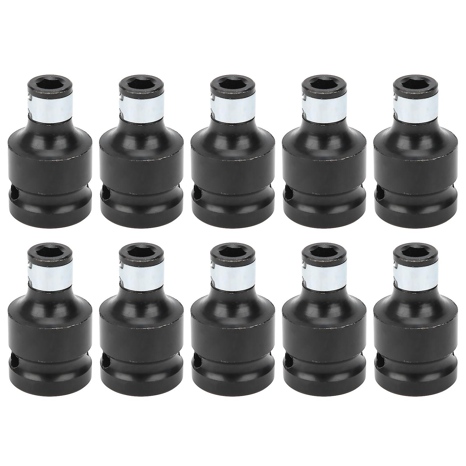 10pcs Socket Adapter For 1/2in Square Head To 1/4in Hex Shank Conversion Connector