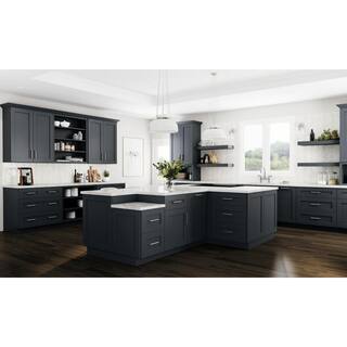 Home Decorators Collection Newport Onyx Gray Shaker Assembled Plywood 24 x 96 x 24 in. Stock Pantry Kitchen Cabinet 4 ROTs Soft Close Doors U242496-4T-NDO