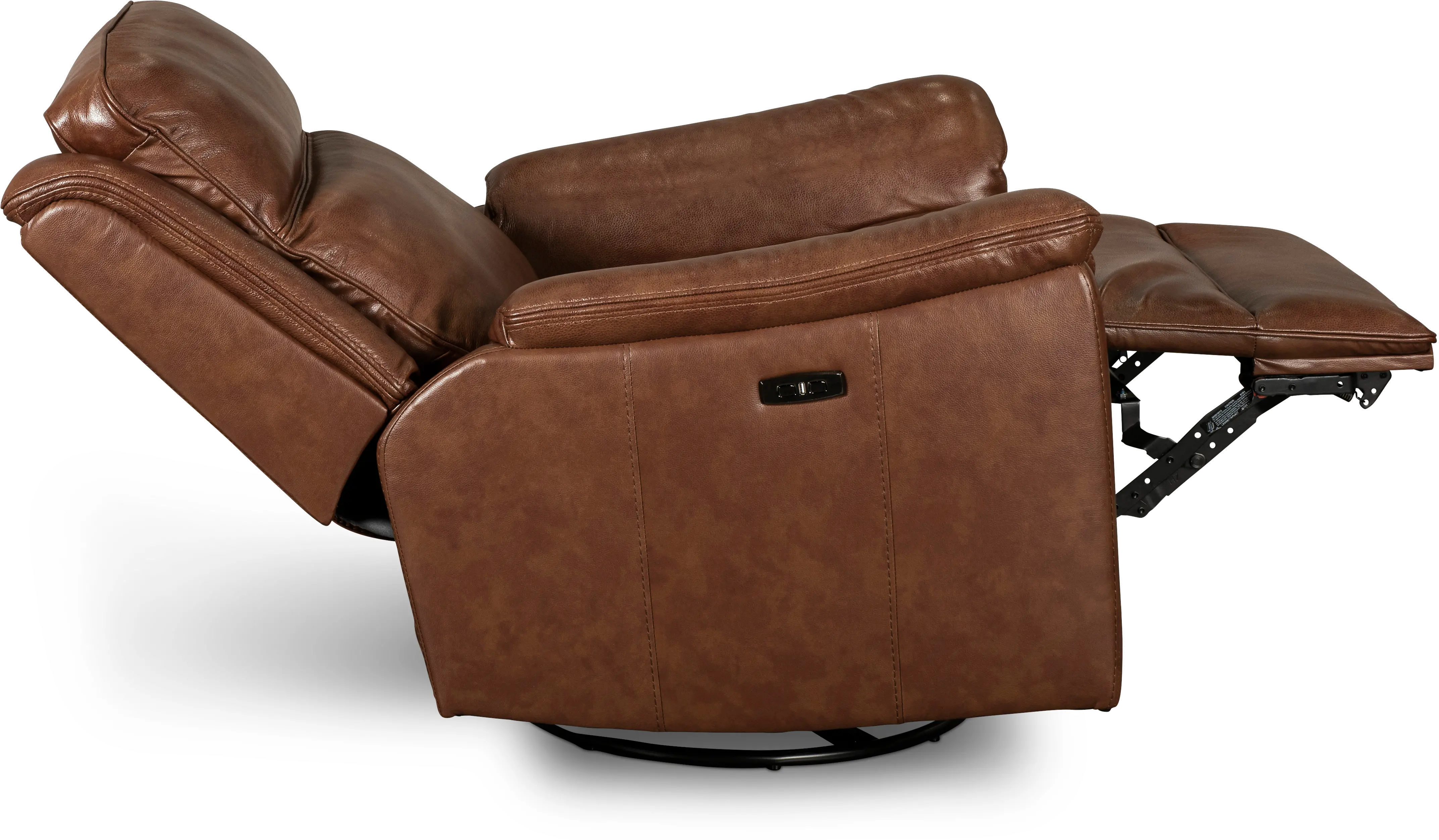 Kobe Brown Leather-Match Gliding Swivel Power Recliner