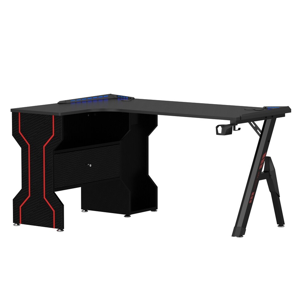 L Shaped Modern carbon fiber desktop office computer desk