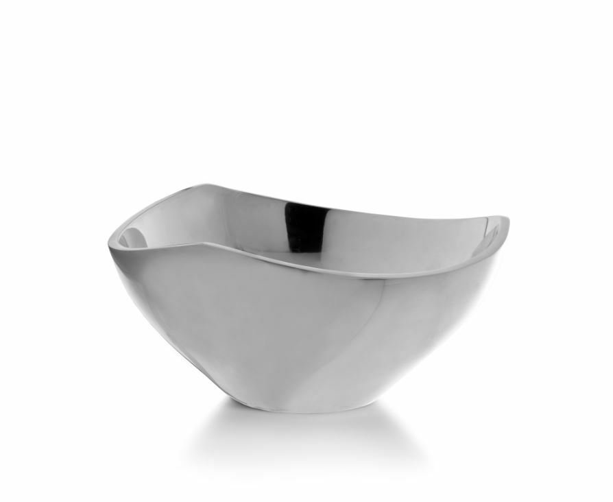 Nambe Tri-Corner Alloy Metal Serving Bowl， Oven and Freezer Safe， 6 Inch - Silver