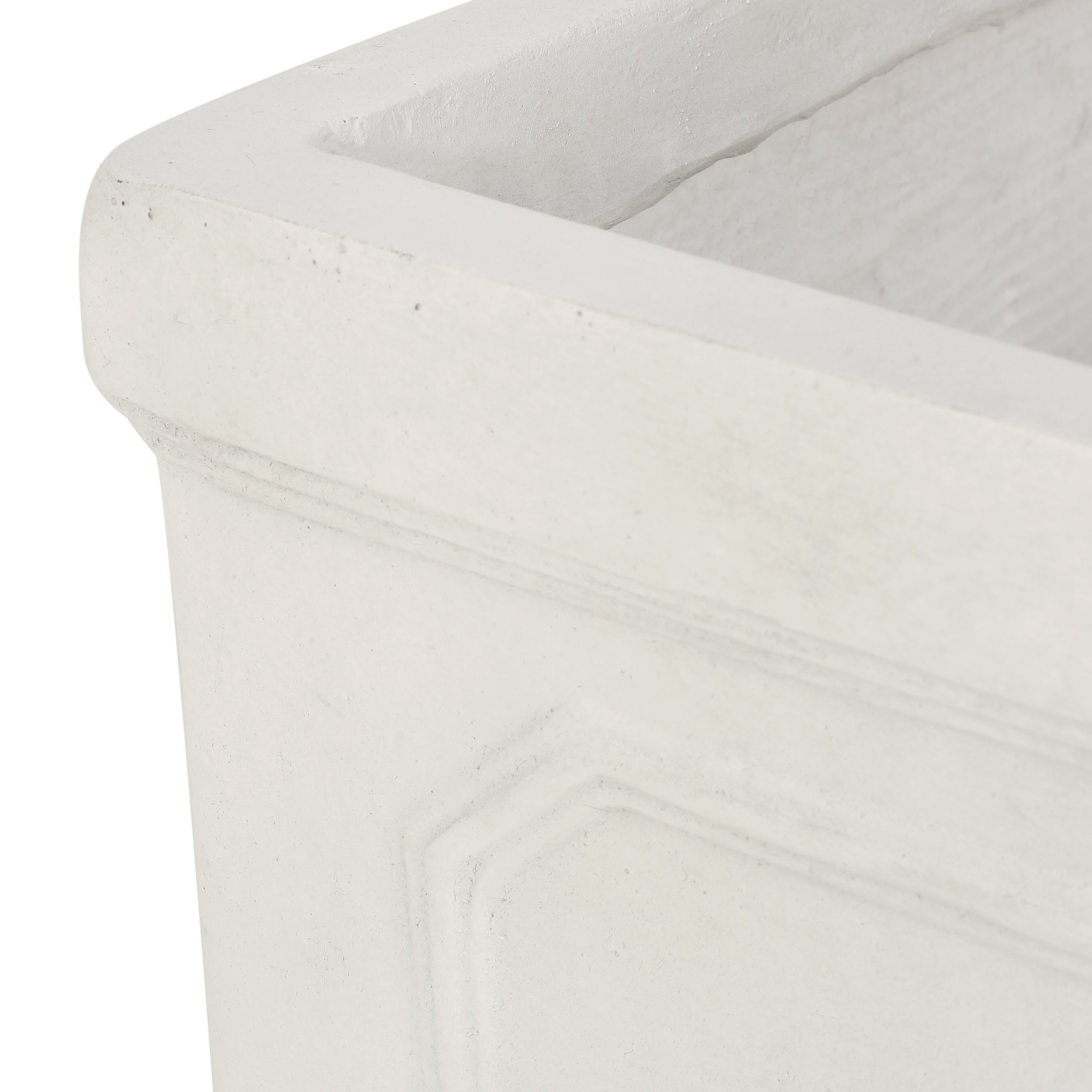 Greg Outdoor Small and Medium Cast Stone Planter Set, Antique White