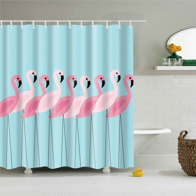 Nordic Pictures Polyester Waterproof Shower Curtains High Quality Animals Flamingo Shower Curtain In The Bathroom