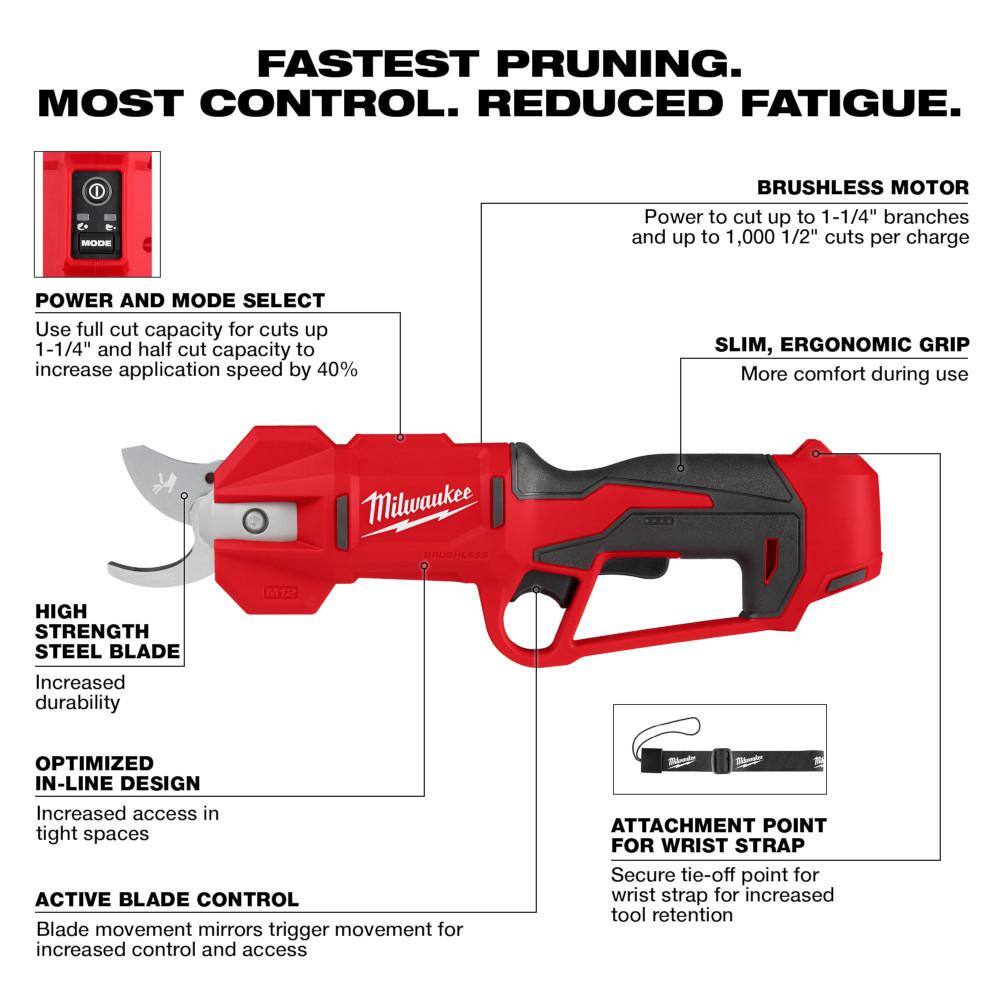 MW M12 12V Cordless Brushless Pruner Shears (Tool Only) 2534-20