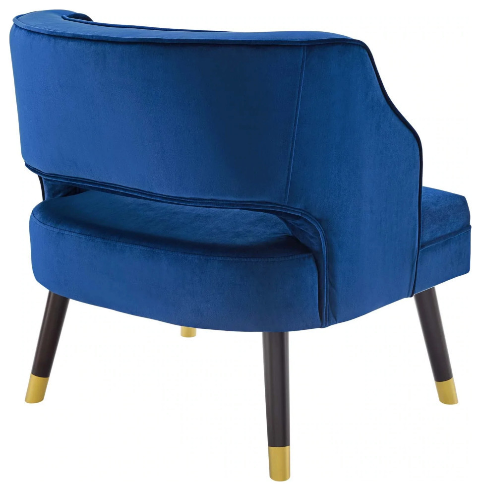 Finn Navy Button Tufted Open Back Performance Velvet Armchair   Midcentury   Armchairs And Accent Chairs   by V.S.D Furniture  Houzz