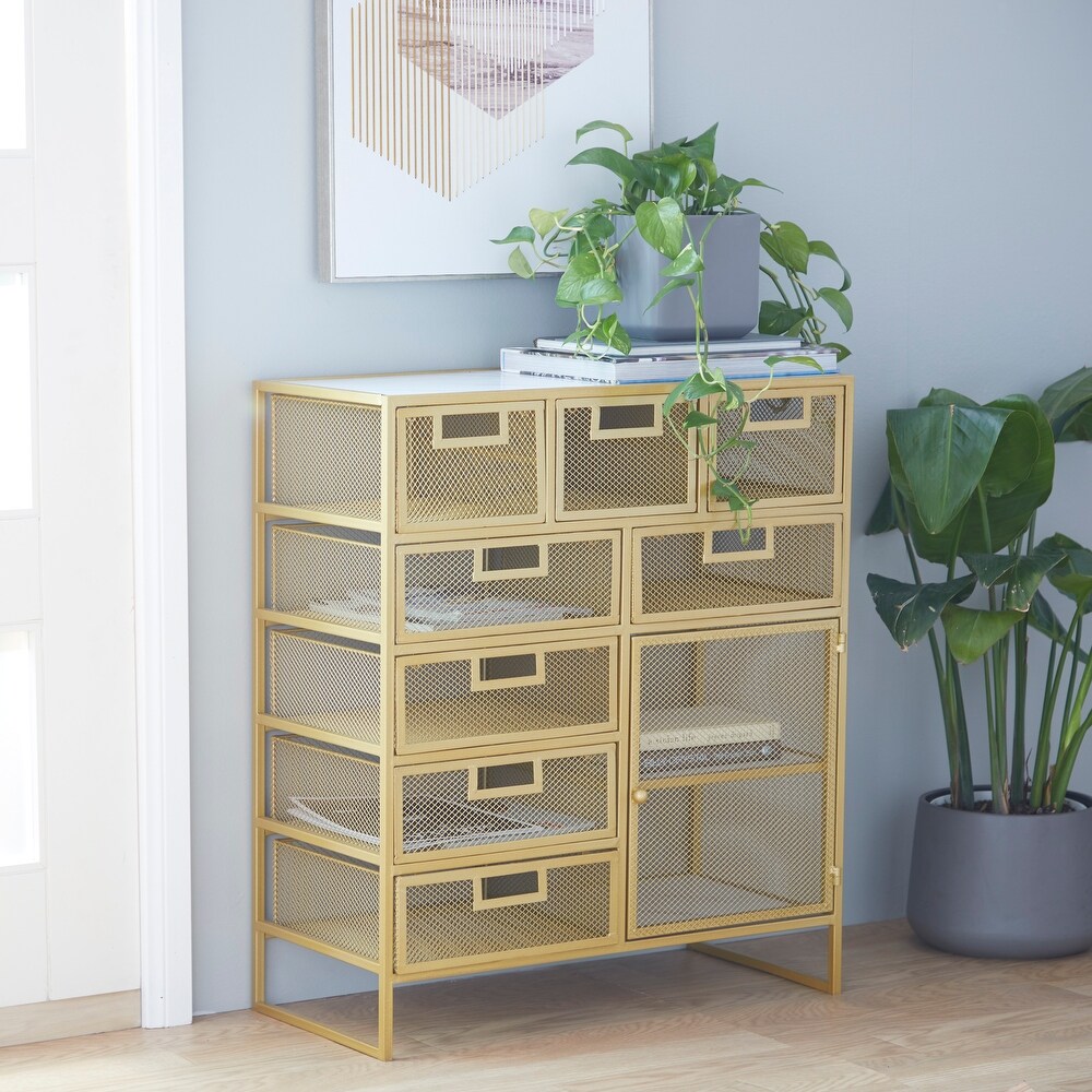 Gold Contemporary Storage Unit   28 x 13 x 32