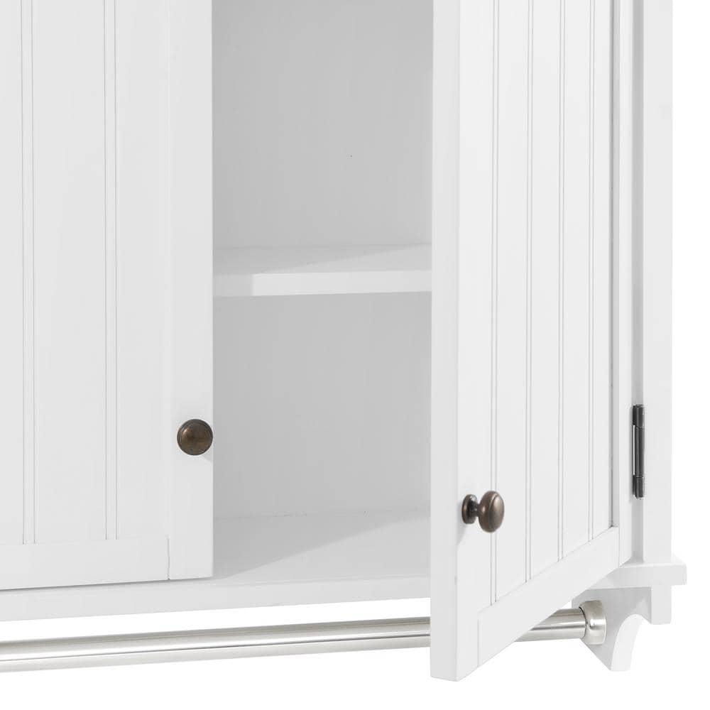 Alaterre Furniture Dover 27 in W Shelf Wall Cabinet with Towel Rod and 2 Doors in White